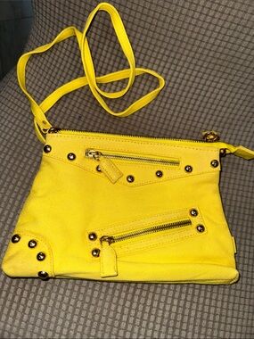 Canvas Yellow gold Studded Crossbody Wristlet - Women Bags, zippered pockets